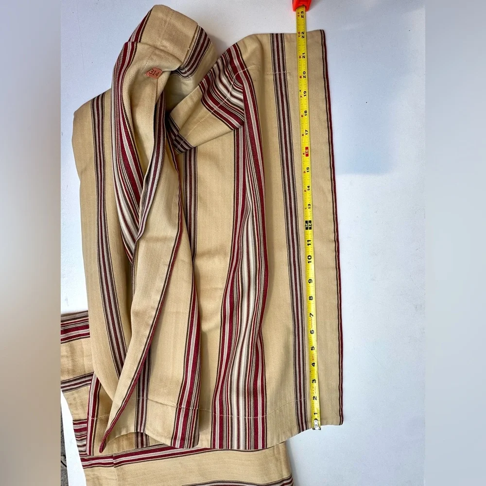 EUC 2 Pottery Barn Shams, Montgomery Stripe, Standard, Gold-ecru Red Brown Gray